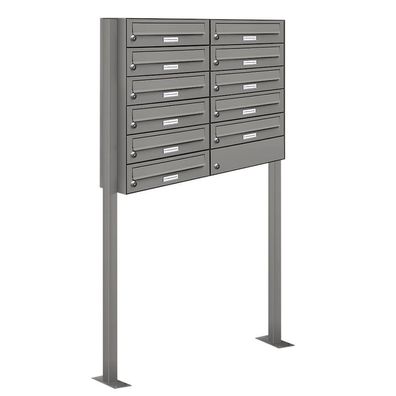 11er Premium Standbriefkasten Aluminiumgrau RAL 9007 freistehend Ständer