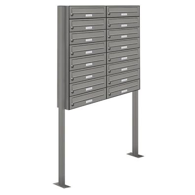 16er Premium Standbriefkasten RAL 9007 freistehend Postkasten Ständer 2x8