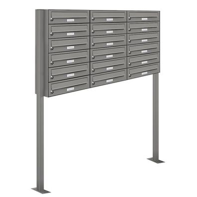 18er Premium Standbriefkasten RAL 9007 freistehend Postkasten Ständer 3x6