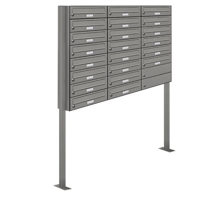 22er Premium Standbriefkasten Aluminiumgrau RAL 9007 freistehend Ständer