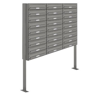 27er Premium Standbriefkasten Aluminiumgrau RAL 9007 freistehend Ständer