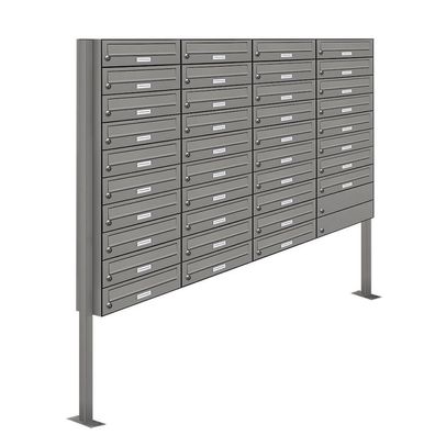 38er Premium Standbriefkasten Aluminiumgrau RAL 9007 freistehend Ständer