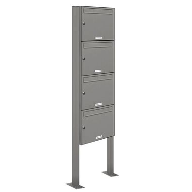 4er Premium Standbriefkasten RAL 9007 freistehend Postkasten Ständer 1x4