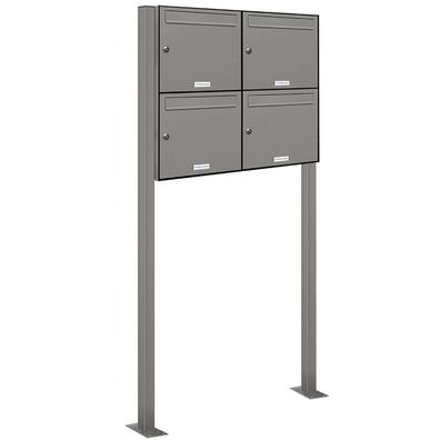 4er Premium Standbriefkasten RAL 9007 freistehend Postkasten Ständer 2x2 S