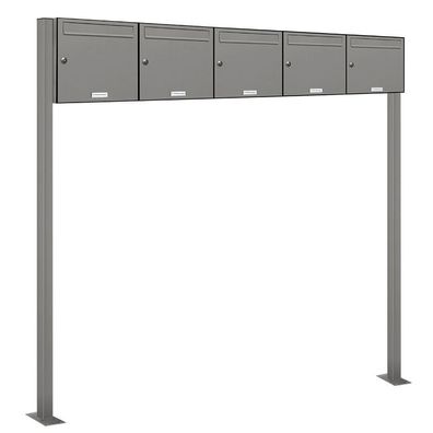 5er Premium Standbriefkasten Anthraz. RAL9007 freistehend Postkasten Ständer 5x1