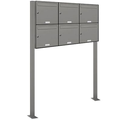 6er Premium Standbriefkasten RAL 9007 freistehend Postkasten Ständer 3x2
