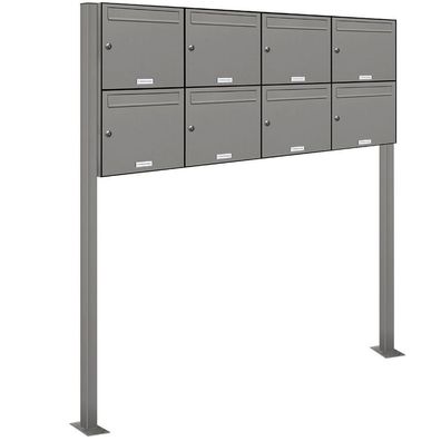8er Premium Standbriefkasten RAL 9007 freistehend Postkasten Ständer 4x2