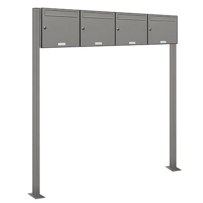 4er Premium Standbriefkasten RAL 9007 freistehend Postkasten Ständer 4x1
