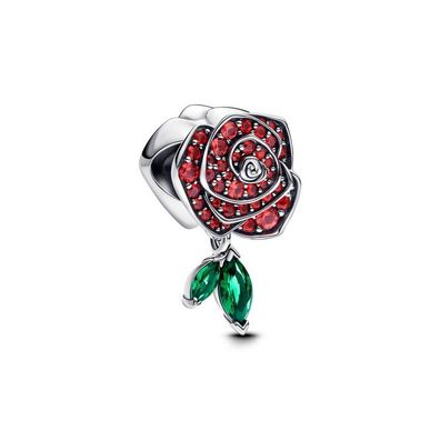 Bead - Silber - Funkelnde Blühende Rose Charm