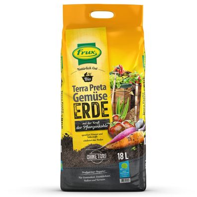 frux® Bio Terra Preta Gemüseerde mit Pflanzenkohle torffrei - 18 Liter