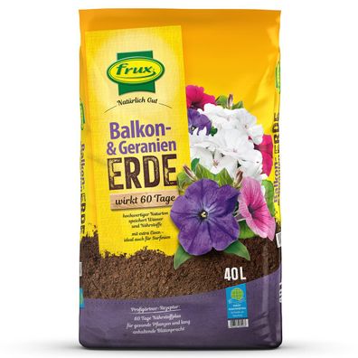 frux® Balkon- & Geranienerde wirkt 60 Tage Natürlich Gut - 40 Liter