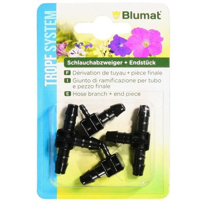 Tropf Blumat® Zubehör Schlauchabzweigung + Endstück - 4er (2 + 2) Pack