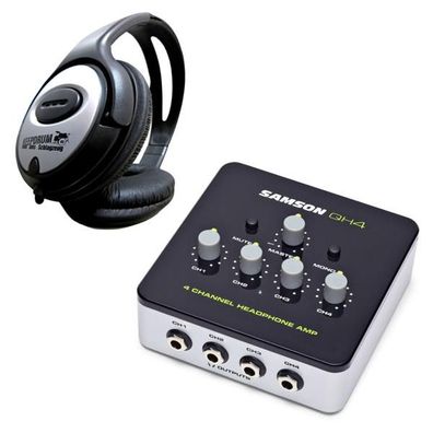 Samson QH4 Kopfhörerverstärker mit Kopfhörer