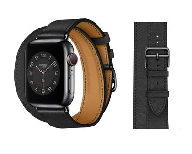 Original Apple Hermès Double Tour Band 38/40/41mm MX2Q2ZM/A Noir Swift Leather
