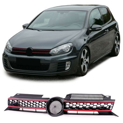 Sportliche Honigwaben-Grille für VW Golf 6 GTI - Schwarz Rot