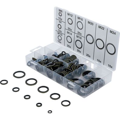 BGS Dichtring-Sortiment Metall mit Gummi-Dichtwulst 150tlg. - 9306