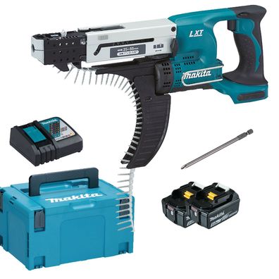 Makita DFR550RTJ Akku-Magazinschrauber 18 V / 2x 5,0 Ah Akku + Ladegerät im