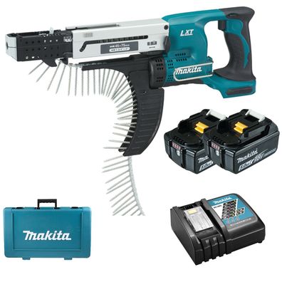 Makita DFR750RTE Akku-Magazinschrauber 18 V / 2x 5,0 Ah Akku + Ladegerät im