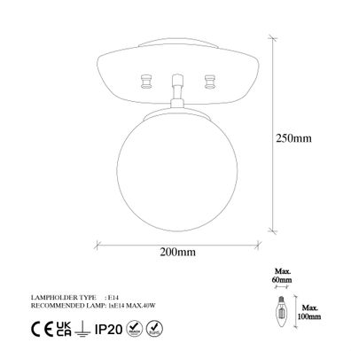 Opviq Kronleuchter FLG1378 METAL BODY 20 x 25 x 25 cm