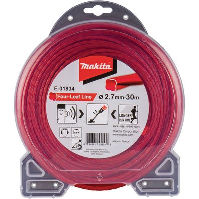 Makita Mähfaden Four-Leaf Rot 30 m ß 2,7 mm - E-01834