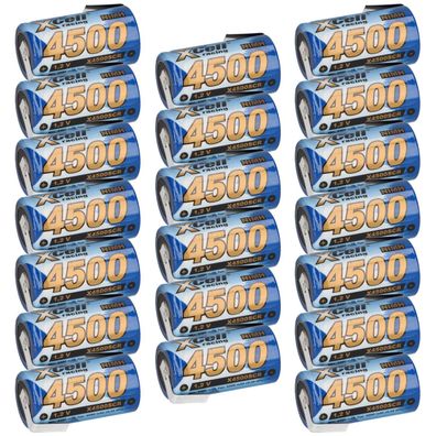 20x XCell Racing Einzelzelle Ni-MH 4500mAh 1,2V Sub C X4500SCR mit Z- Lötfahne