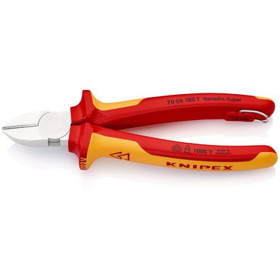 Knipex Seitenschneider mit Befestigungsöse verchromt, isoliert mit Mehrkomp