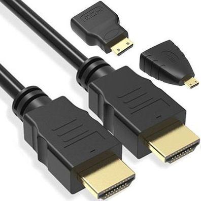 HDMI-Kabel HDMI 2.0 High Speed 3in1 Mini-HDMI Micro-HDMI Kabel 1080p 1.5M Retoo