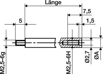 KßFER Verlängerungsstéck L.10mm Messbolzen-D.4mm z. Messuhren - 62503