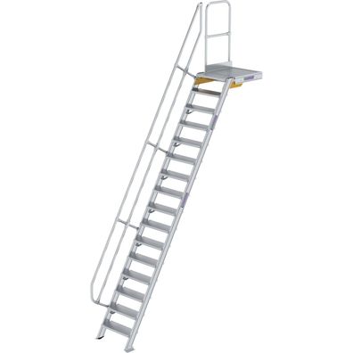 Génzburger Steigtechnik Treppe mit Plattform 60Â° Stufenbreite 600 mm 16 Stu