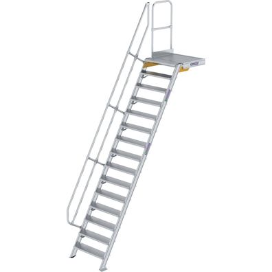 Génzburger Steigtechnik Treppe mit Plattform 60Â° Stufenbreite 800 mm 15 Stu