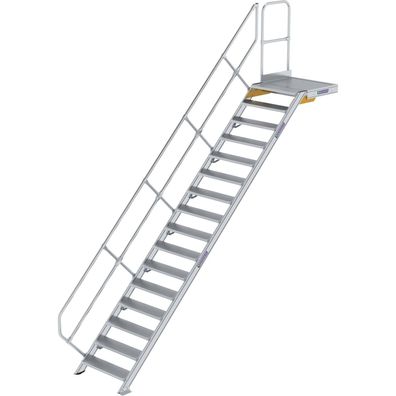 Génzburger Steigtechnik Treppe mit Plattform 45Â° Stufenbreite 800 mm 16 Stu