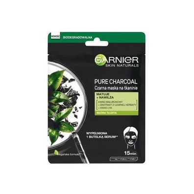 Garnier Pure Charcoal Schwarzer Tee Mattierende Reinigungsmaske, 28g