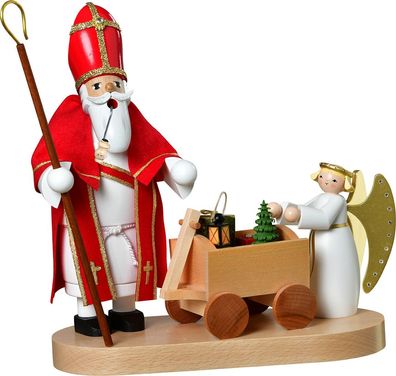 KWO - Räuchermann Heiliger St. Nikolaus m. Christkind, Holzkunst, 23cm