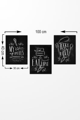 Wallity Leinwandbild MRV5196 100% MDF (Thickness: 3 mm) 30 x 40 cm (3 Pieces)