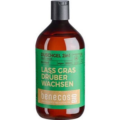 benecos 6x benecosBIO Duschgel 2in1 BIO-Hanf Haut & Haar - LASS GRAS DRÜBER WACHS