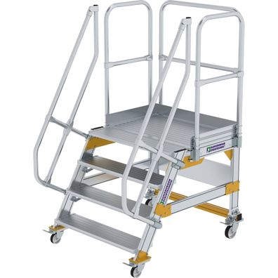 Génzburger Steigtechnik Plattformtreppe 60Â° fahrbar Stufenbreite 1 m 4 Stuf