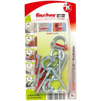 Fischer 6x Duopower 6X30 WH mit Winkelhaken - 535218