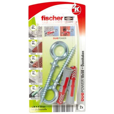 Fischer 2x Duopower 10X50 OH mit ßsenhaken - 535228