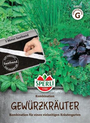 Gewürzkräutersamen-Kombination, Saatband, für einen vielseitigen Kräutergarten