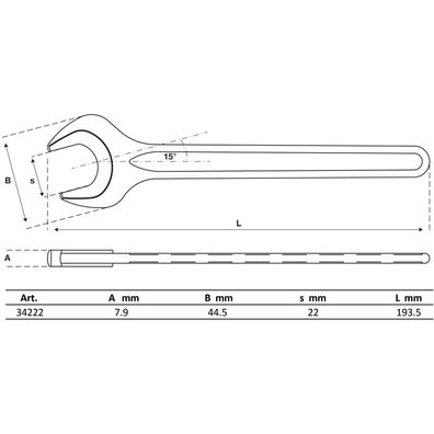 BGS Einmaulschléssel DIN 894 SW 22 mm - 34222