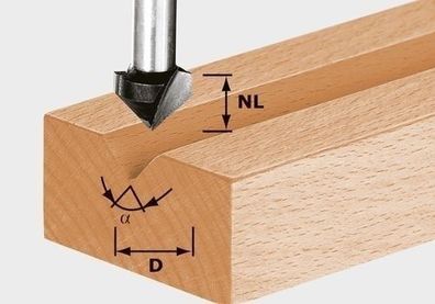 Festool V-Nutfräser HS Schaft 8 mm HS S8 D11/9,5/60Â° - 490997