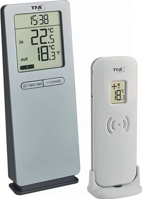 TFA Funkthermometer LOGOneo in.b. + 50GradC/auß.-40GradC b. + 60GradC H155xB64x