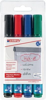 EDDING Flipchartmarker 383 schwarz/rot/blau/grén Strich-B.1-5mm Keilspitze