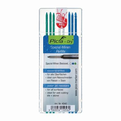 Pica Minenset Pica-Dry 3x blau, 2x weiß, 3x grén - 4040