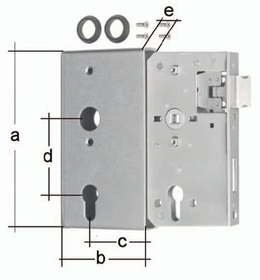 GAH Alberts Schlosskasten DIN L/R Maß A172xB94xC60mm Maß E 30mm Dornm.60mm