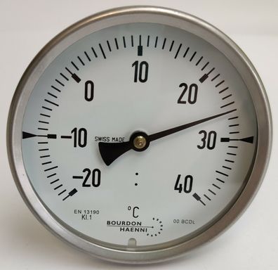 Bourdon Bimetall Thermometer -20°C - + 40°C Ø100mm Tauchschaft 120mm TB100-211