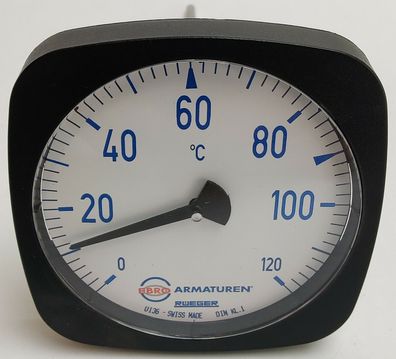 Ebro Bimetall Thermometer DN40 0°C - 120°C Ø65mm Tauchschaft 140mm THEZWA002