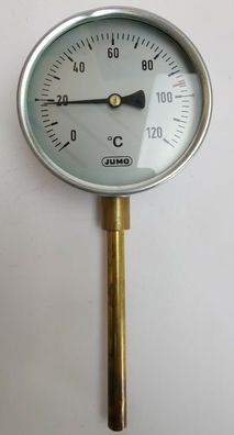 Jumo Bimetall thermometer 0°C - 120°C Ø100mm Tauchschaft 100mm 80000102