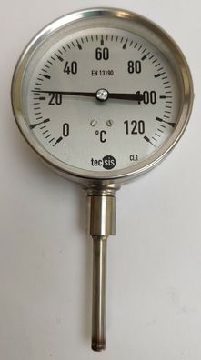 TECSIS Bimetall Thermometer 0°C - 120°C Ø100mm Tauchschaft 63mm R5526