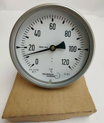 Bourdon Bimetall Thermometer 0°C-120°C Ø100mm Tauchschaft 120mm TB100 10320741